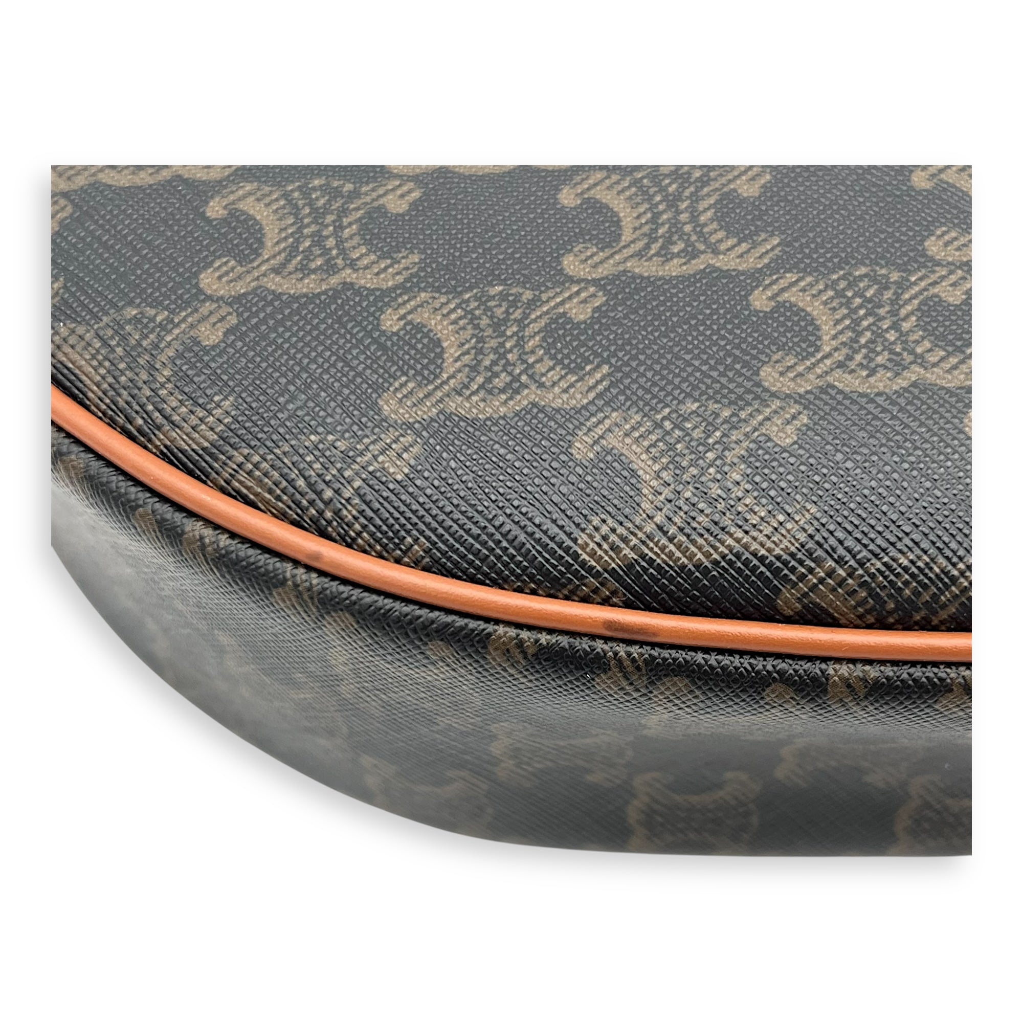 Ava Triomphe Shoulder Bag Brown in Coated Canvas, Gold hardware