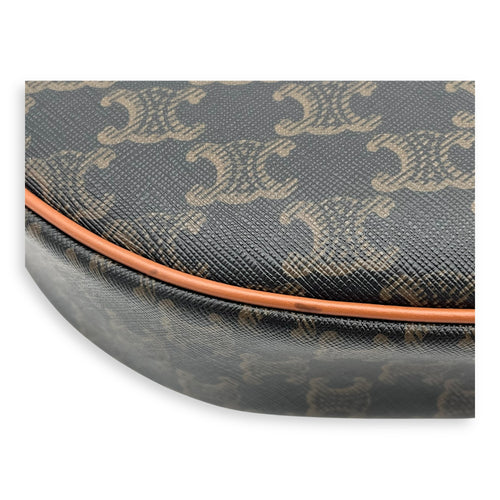 Ava Triomphe Shoulder Bag Brown in Coated Canvas, Gold hardware