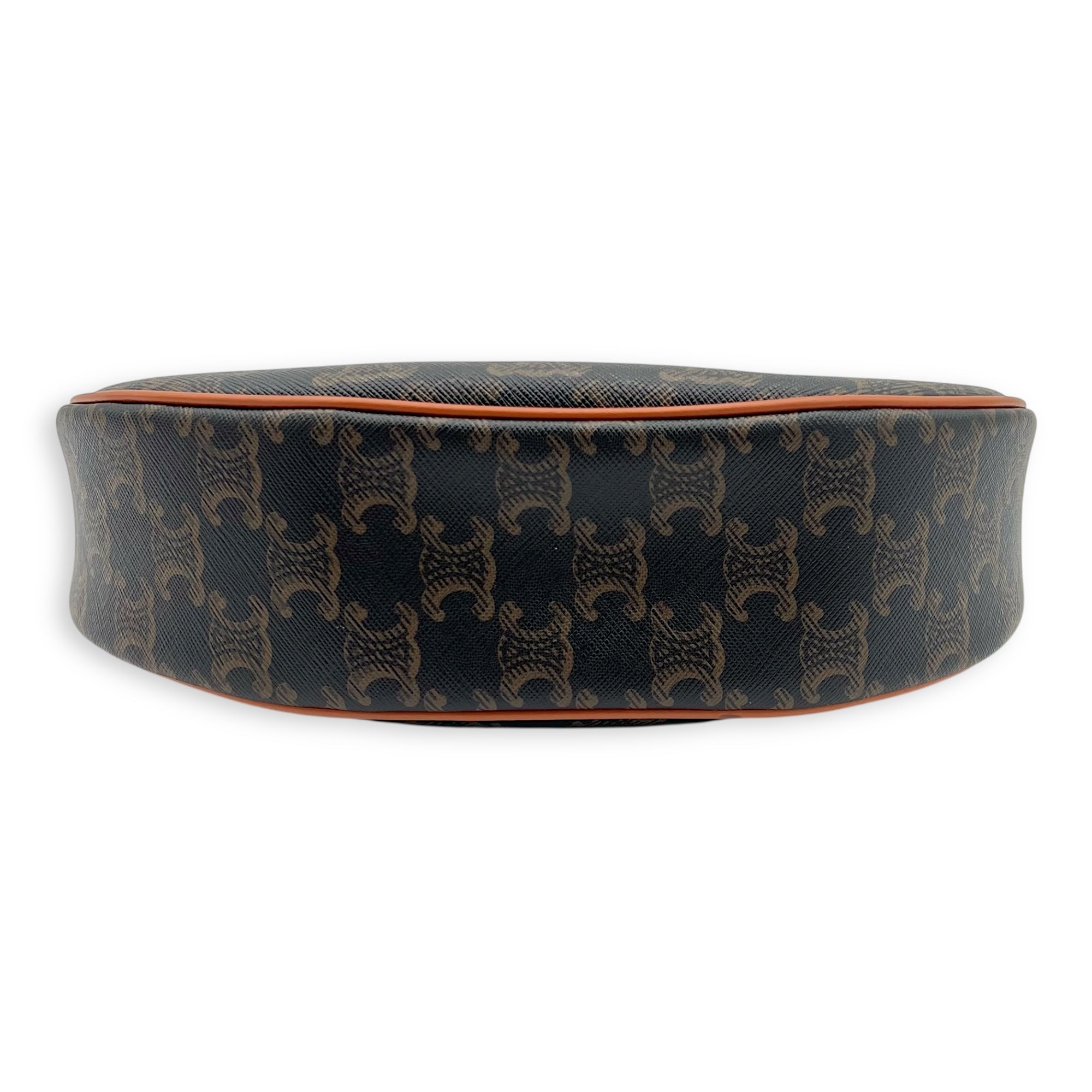 Ava Triomphe Shoulder Bag Brown in Coated Canvas, Gold hardware