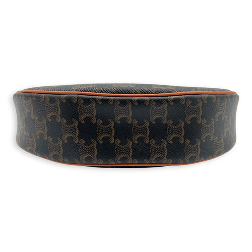 Ava Triomphe Shoulder Bag Brown in Coated Canvas, Gold hardware