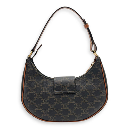 Ava Triomphe Shoulder Bag Brown in Coated Canvas, Gold hardware