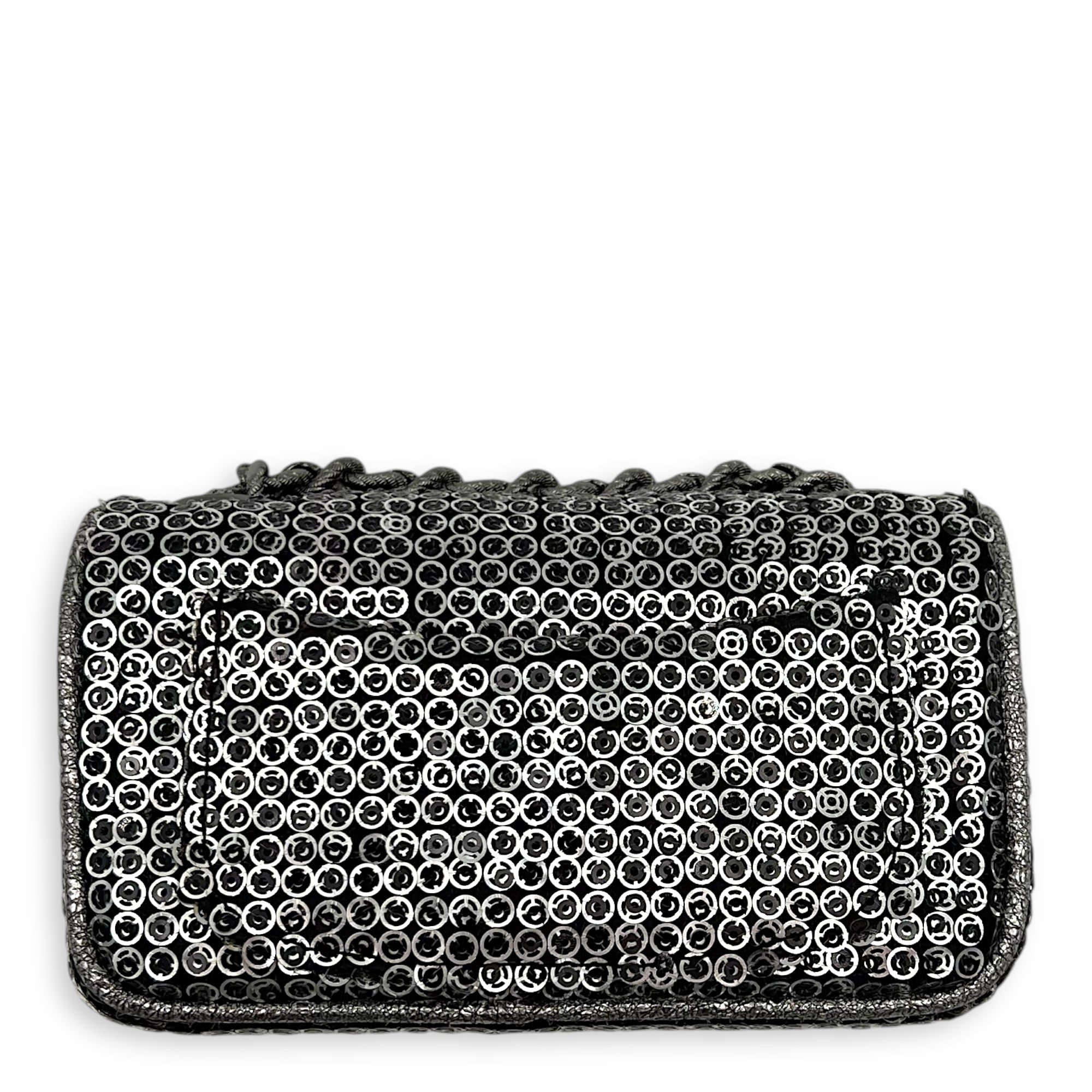 CC Shoulder Bag Silver in Sequins, Silver hardware