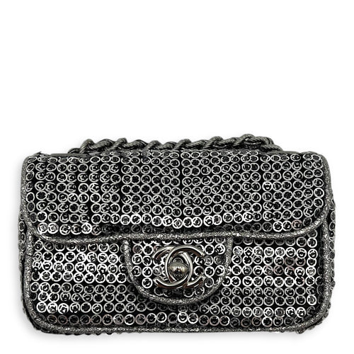 CC Shoulder Bag Silver in Sequins, Silver hardware