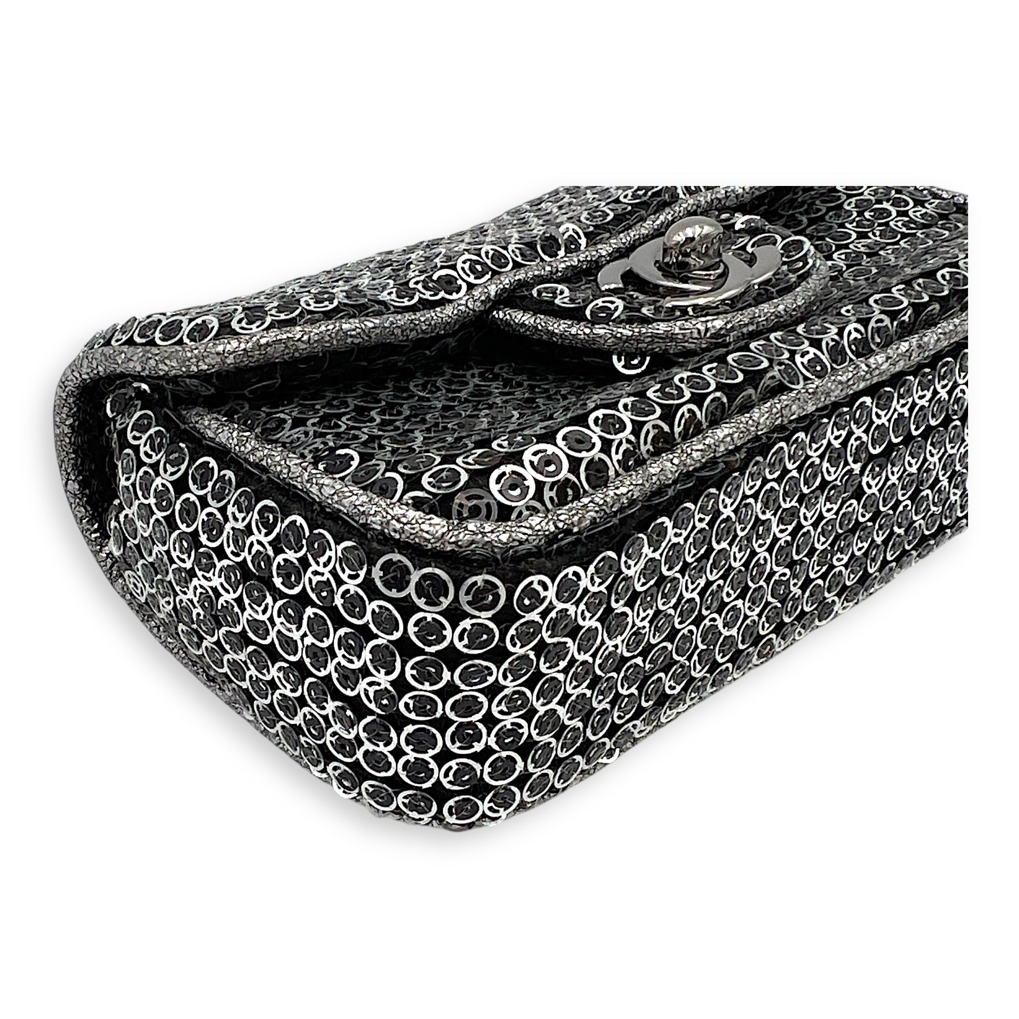 CC Shoulder Bag Silver in Sequins, Silver hardware