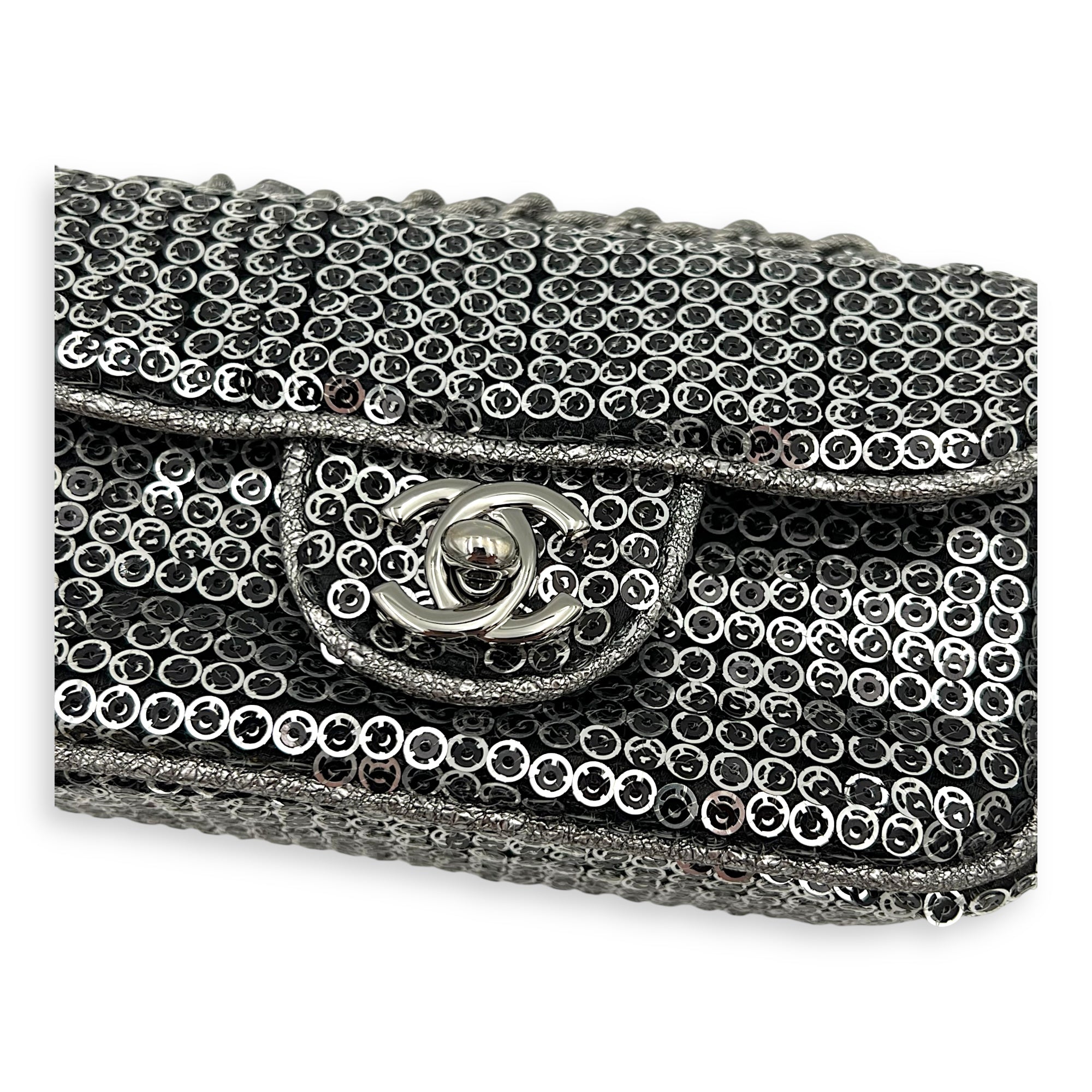 CC Shoulder Bag Silver in Sequins, Silver hardware