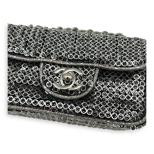 CC Shoulder Bag Silver in Sequins, Silver hardware