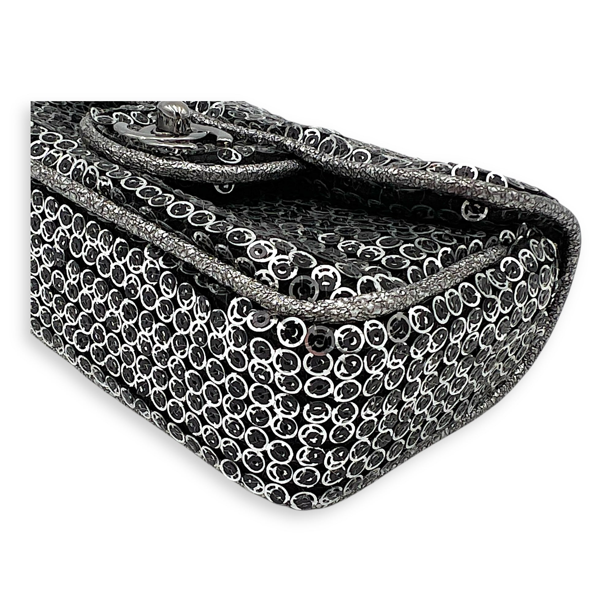 CC Shoulder Bag Silver in Sequins, Silver hardware