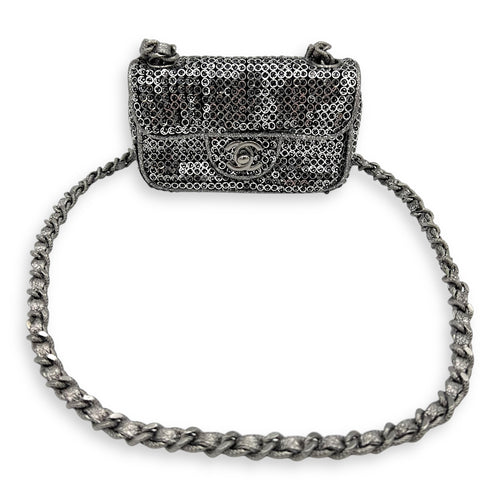 CC Shoulder Bag Silver in Sequins, Silver hardware