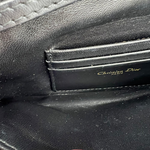 Caro Shoulder Bag Macrocannage Mini Chain Black in Calfskin, Gold hardware