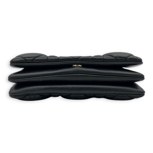 Caro Shoulder Bag Macrocannage Mini Chain Black in Calfskin, Gold hardware