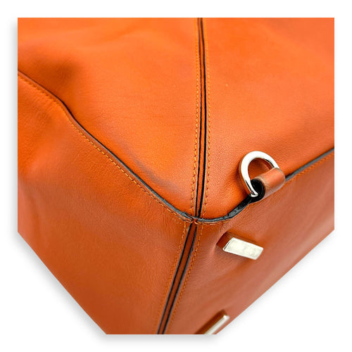 Puzzle Top Handle Bag Medium Orange in Calfskin, Silver hardware