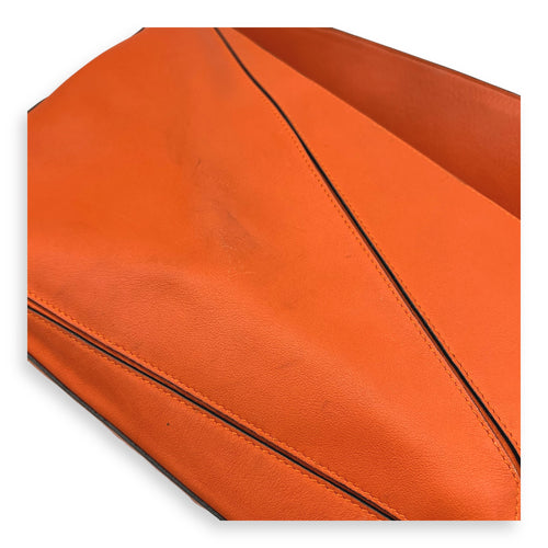Puzzle Top Handle Bag Medium Orange in Calfskin, Silver hardware