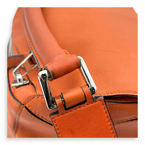 Puzzle Top Handle Bag Medium Orange in Calfskin, Silver hardware