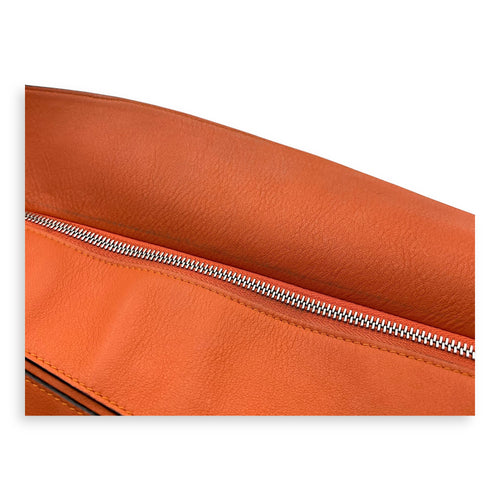 Puzzle Top Handle Bag Medium Orange in Calfskin, Silver hardware