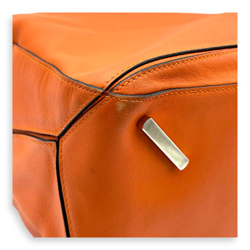 Puzzle Top Handle Bag Medium Orange in Calfskin, Silver hardware
