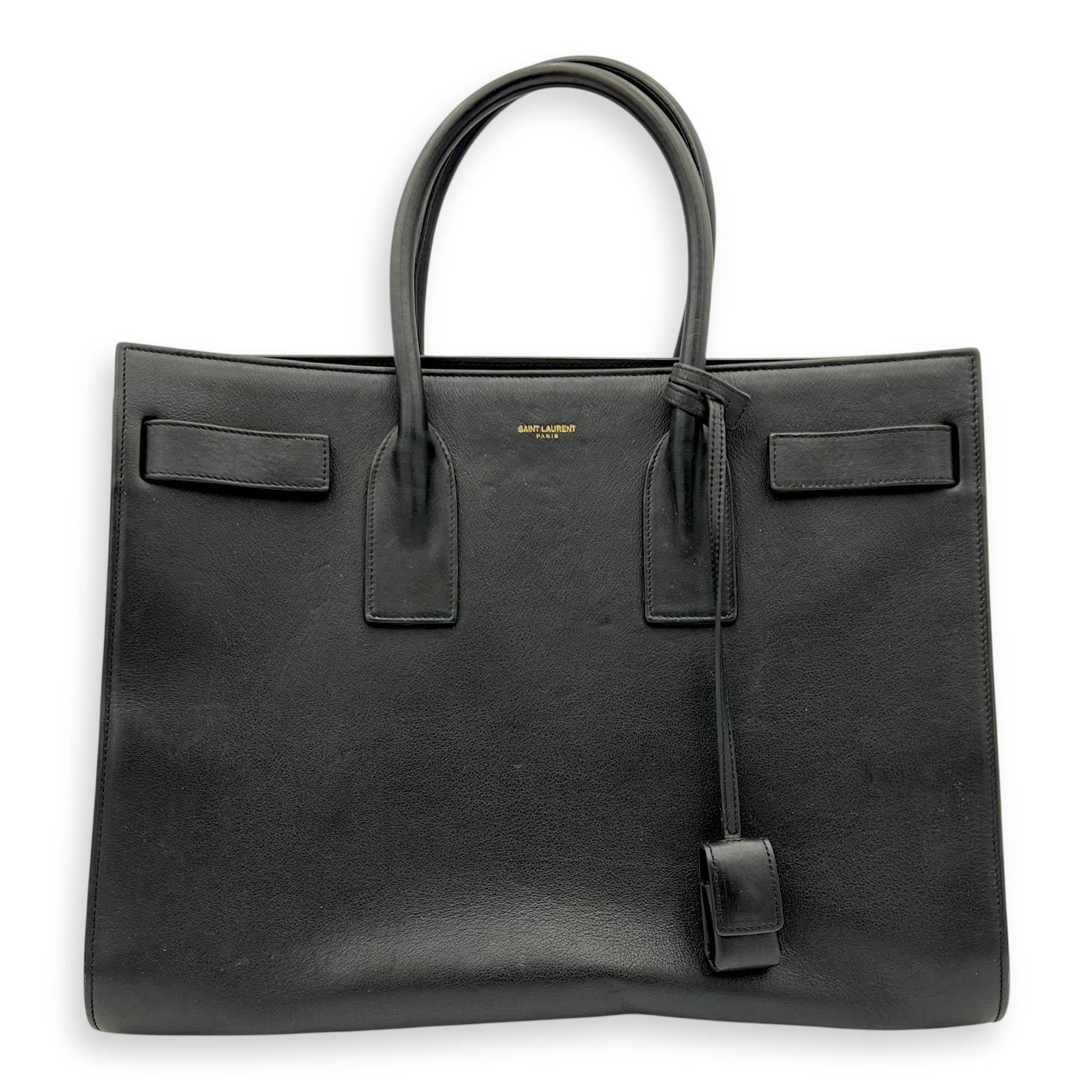 Sac de Jour Tote Bag Large Black in Calfskin, Gold hardware