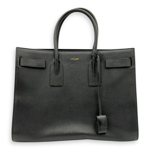 Sac de Jour Tote Bag Large Black in Calfskin, Gold hardware