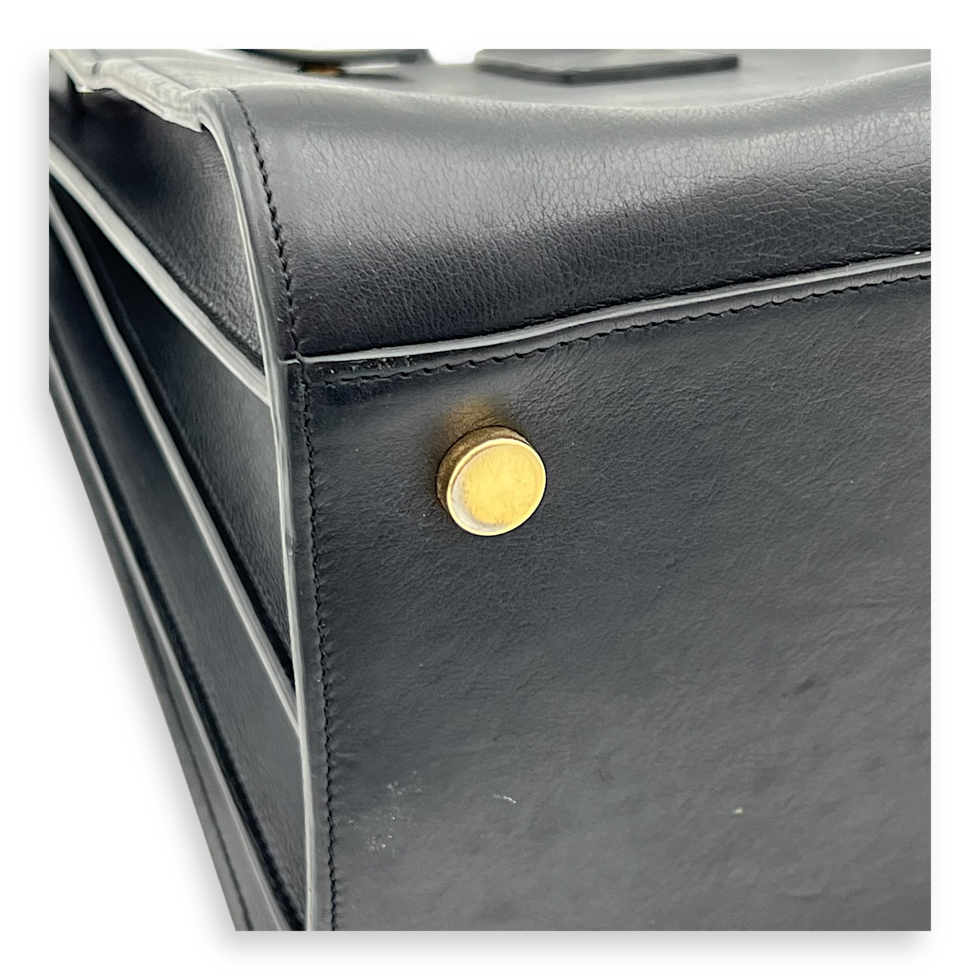 Sac de Jour Tote Bag Large Black in Calfskin, Gold hardware