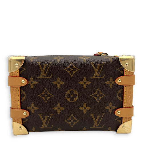 Side Trunk Shoulder Bag Brown in Monogram Coated Canvas, Gold hardware