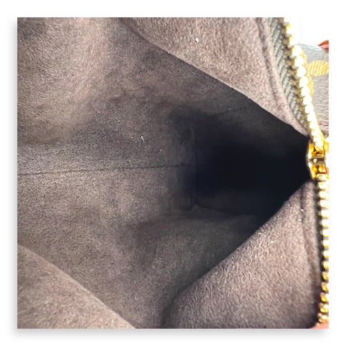 Side Trunk Shoulder Bag Brown in Monogram Coated Canvas, Gold hardware