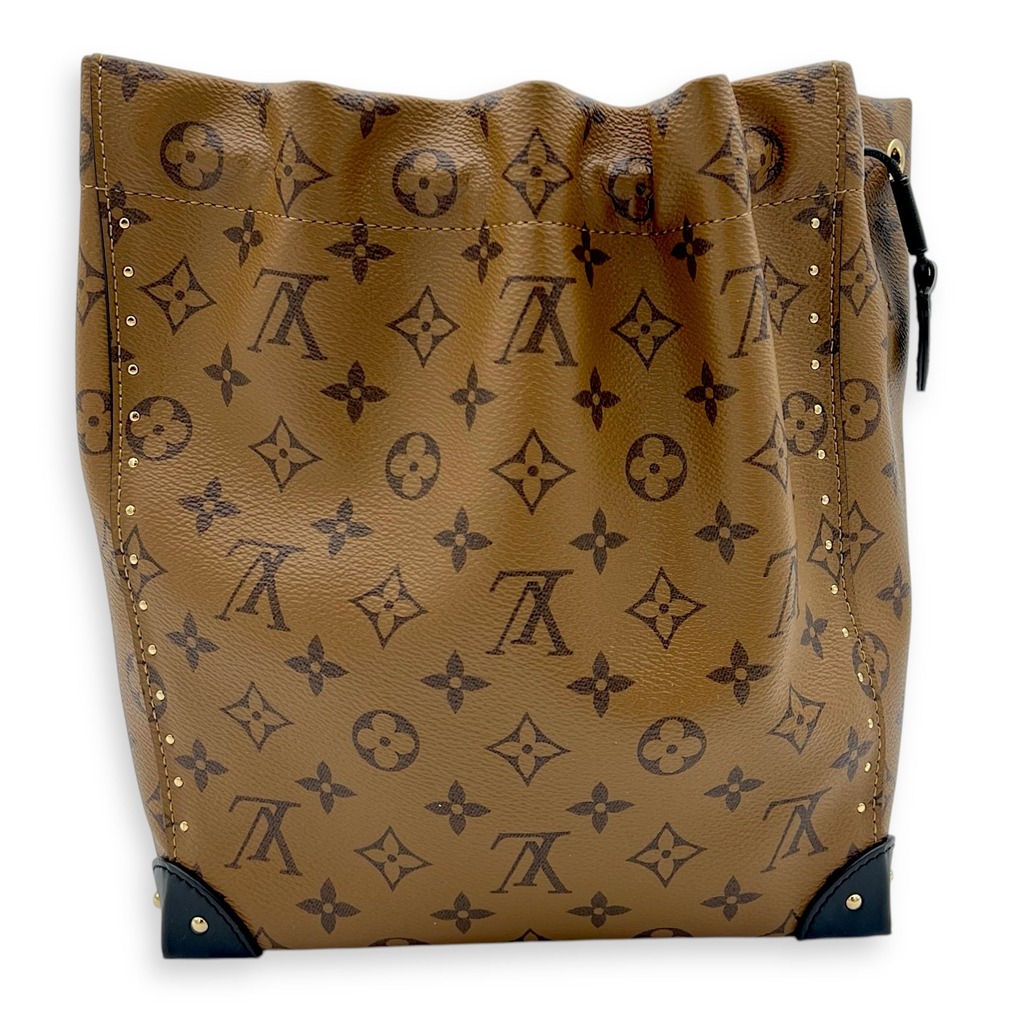 Noe Trunk Shoulder Bag Brown in Monogram Coated Canvas, Gold hardware