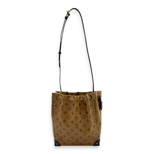 Noe Trunk Shoulder Bag Brown in Monogram Coated Canvas, Gold hardware