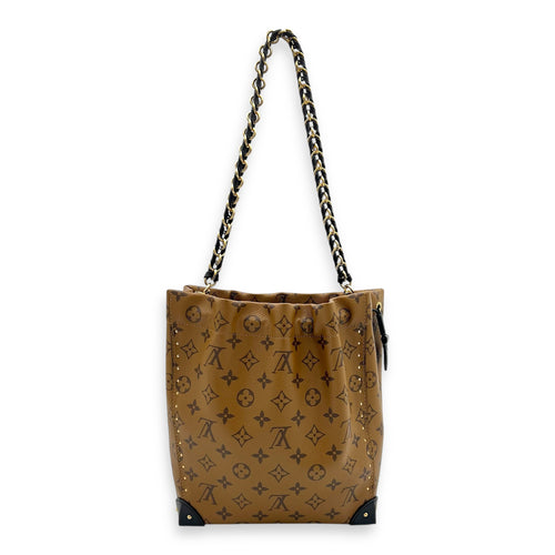 Noe Trunk Shoulder Bag Brown in Monogram Coated Canvas, Gold hardware