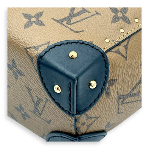 Noe Trunk Shoulder Bag Brown in Monogram Coated Canvas, Gold hardware