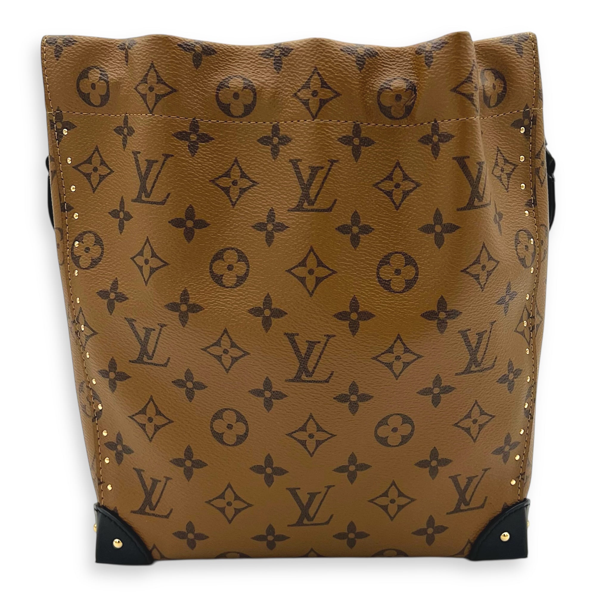 Noe Trunk Shoulder Bag Brown in Monogram Coated Canvas, Gold hardware