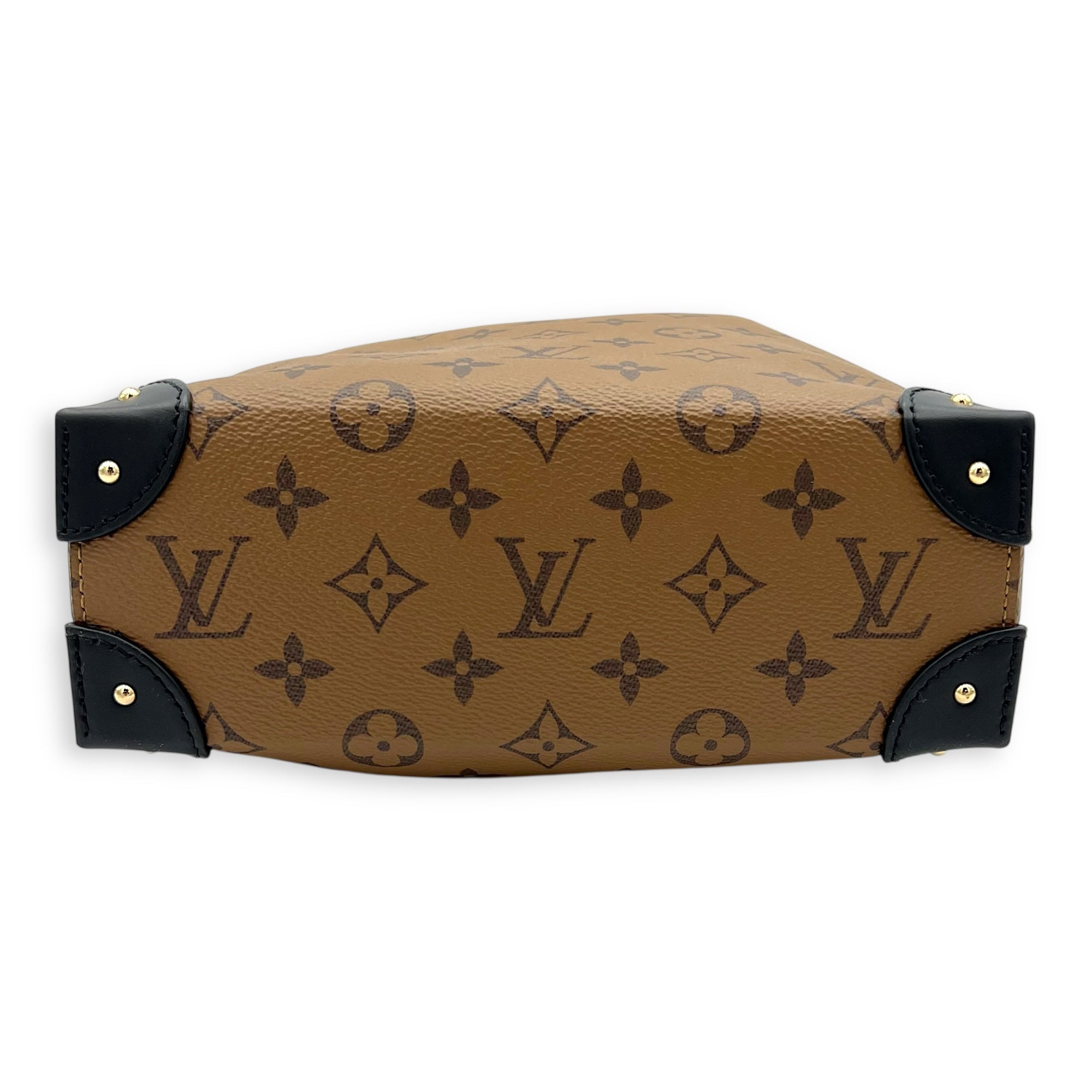 Noe Trunk Shoulder Bag Brown in Monogram Coated Canvas, Gold hardware