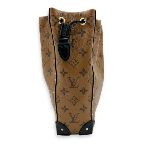Noe Trunk Shoulder Bag Brown in Monogram Coated Canvas, Gold hardware