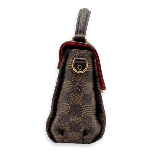 Croisette Top Handle Bag Brown in Coated Canvas, Gold hardware