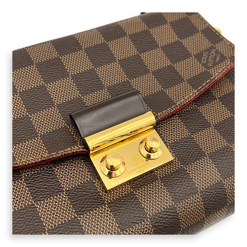 Croisette Top Handle Bag Brown in Coated Canvas, Gold hardware