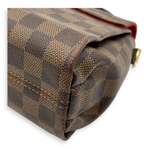 Croisette Top Handle Bag Brown in Coated Canvas, Gold hardware