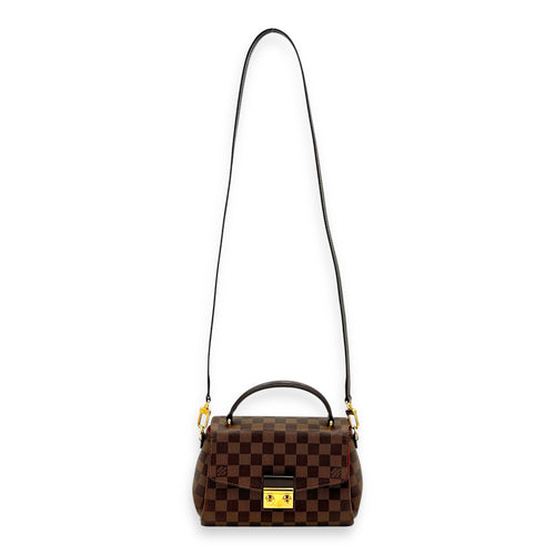 Croisette Top Handle Bag Brown in Coated Canvas, Gold hardware
