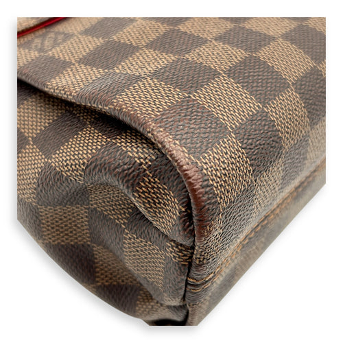 Croisette Top Handle Bag Brown in Coated Canvas, Gold hardware