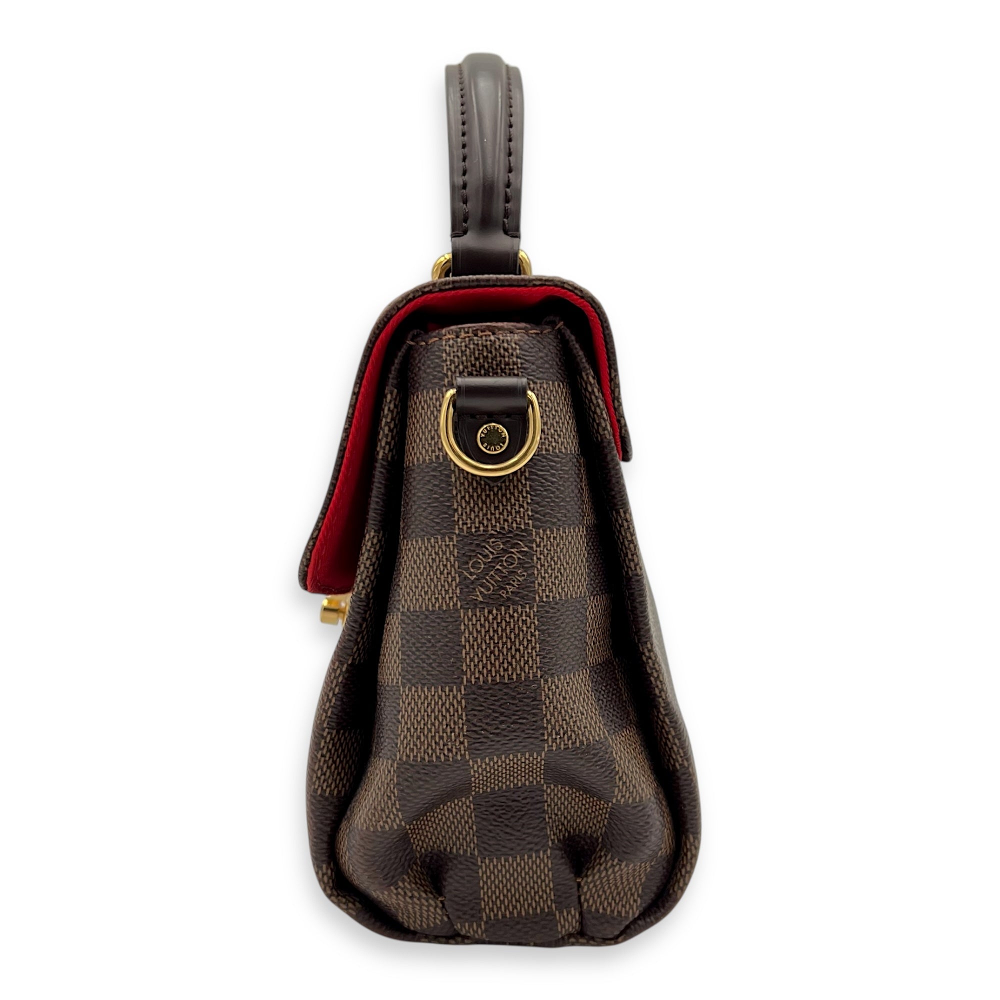 Croisette Top Handle Bag Brown in Coated Canvas, Gold hardware