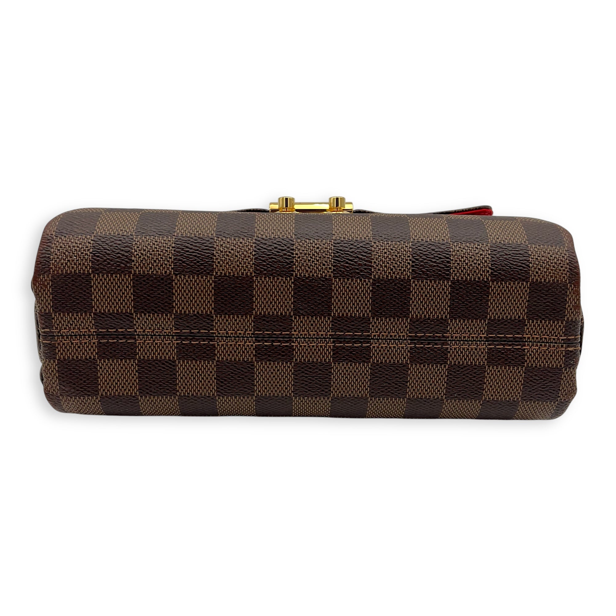 Croisette Top Handle Bag Brown in Coated Canvas, Gold hardware