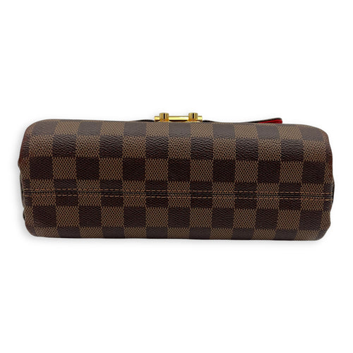 Croisette Top Handle Bag Brown in Coated Canvas, Gold hardware