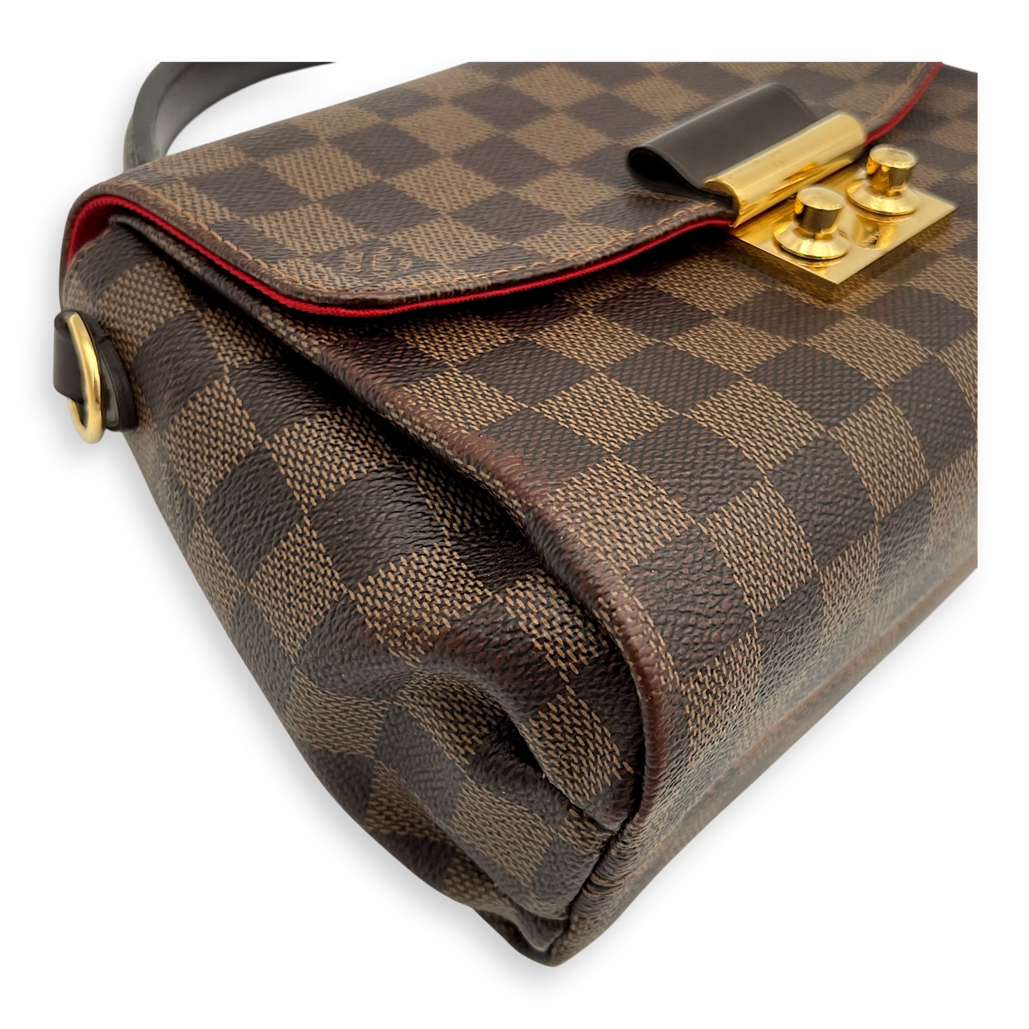 Croisette Top Handle Bag Brown in Coated Canvas, Gold hardware