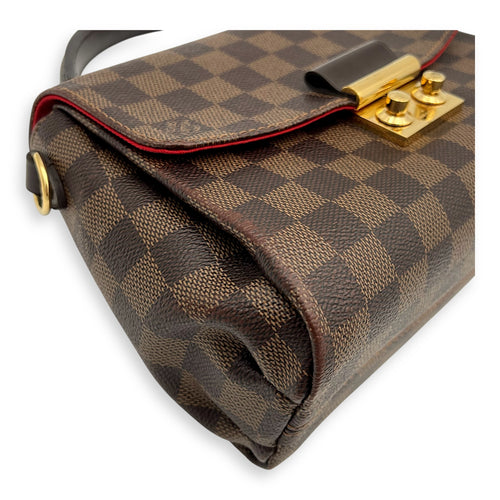 Croisette Top Handle Bag Brown in Coated Canvas, Gold hardware