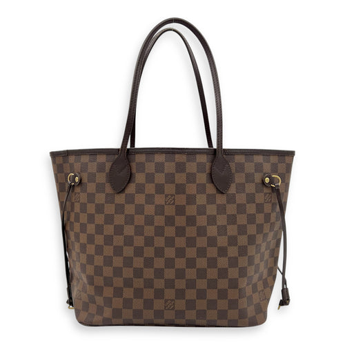 Neverfull Tote Bag Brown in Coated Canvas, Gold hardware
