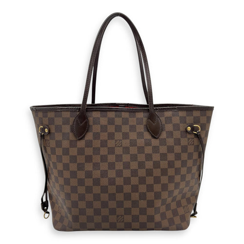 Neverfull Tote Bag Brown in Coated Canvas, Gold hardware