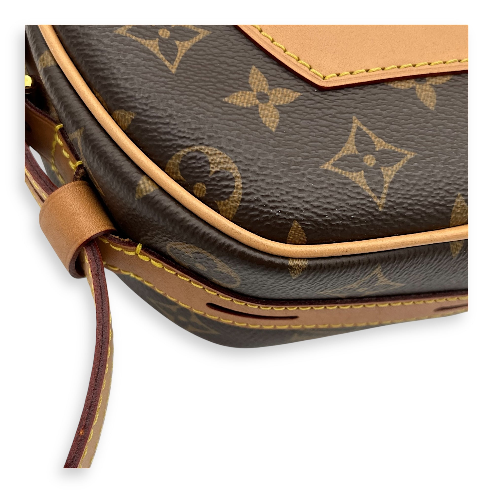 Boite a Chapeau Shoulder Bag Brown in Monogram Coated Canvas, Gold hardware