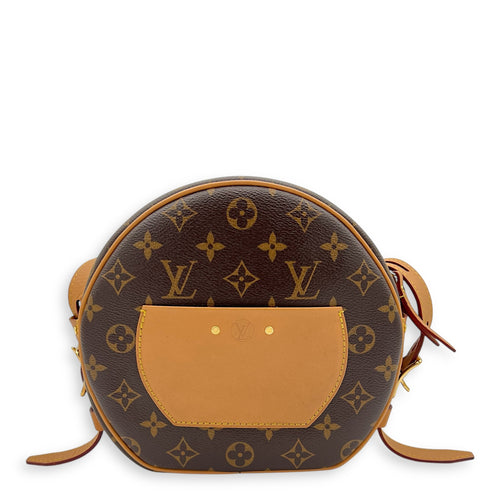 Boite a Chapeau Shoulder Bag Brown in Monogram Coated Canvas, Gold hardware