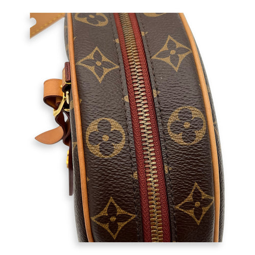 Boite a Chapeau Shoulder Bag Brown in Monogram Coated Canvas, Gold hardware