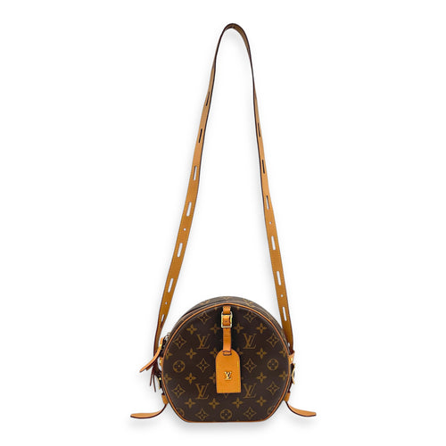 Boite a Chapeau Shoulder Bag Brown in Monogram Coated Canvas, Gold hardware