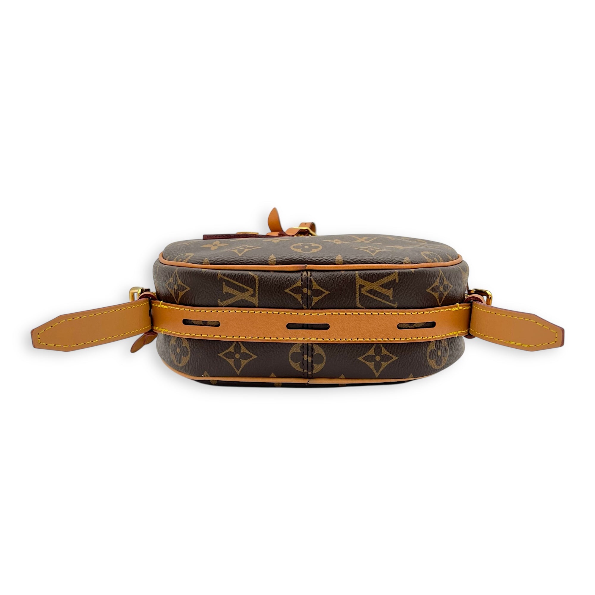 Boite a Chapeau Shoulder Bag Brown in Monogram Coated Canvas, Gold hardware