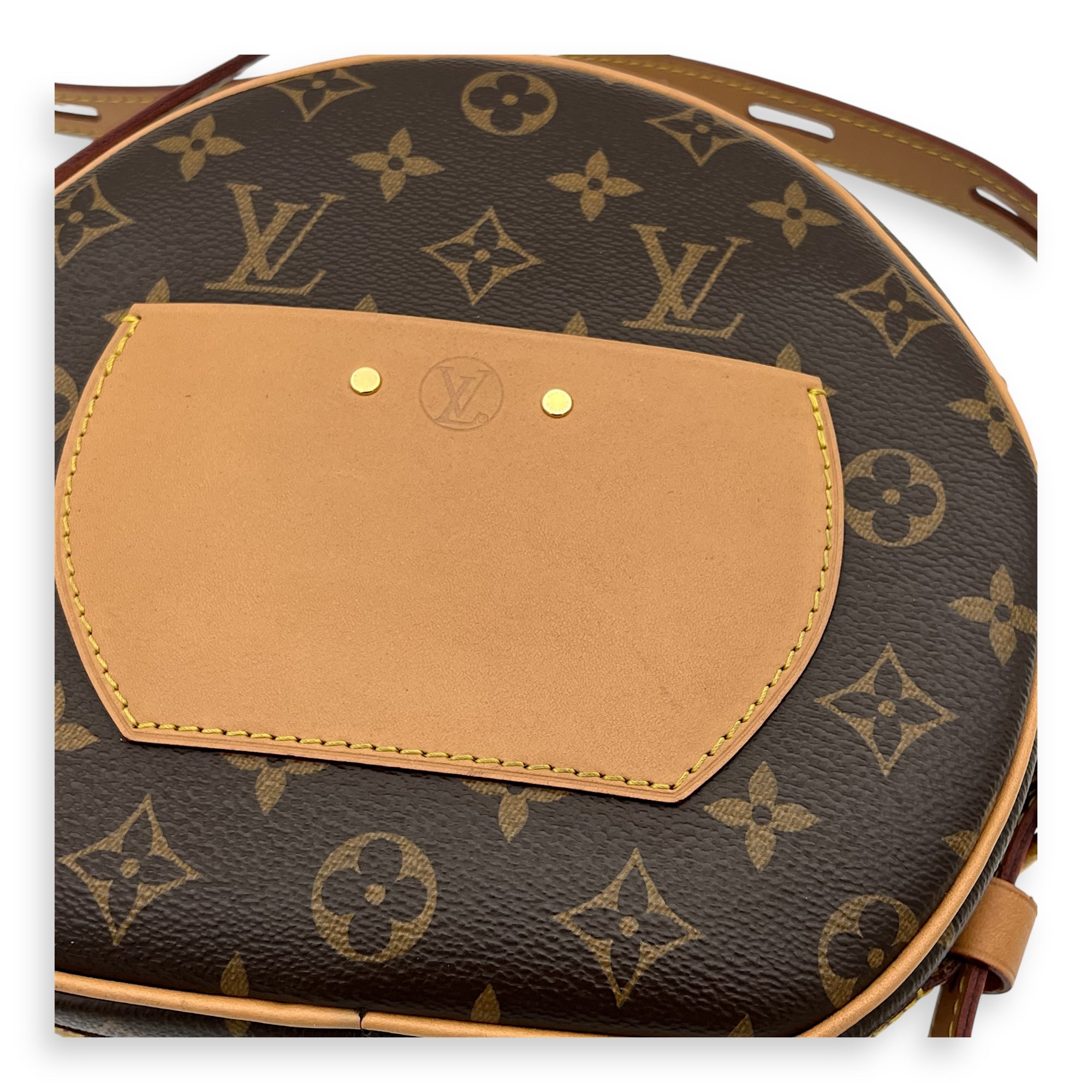 Boite a Chapeau Shoulder Bag Brown in Monogram Coated Canvas, Gold hardware