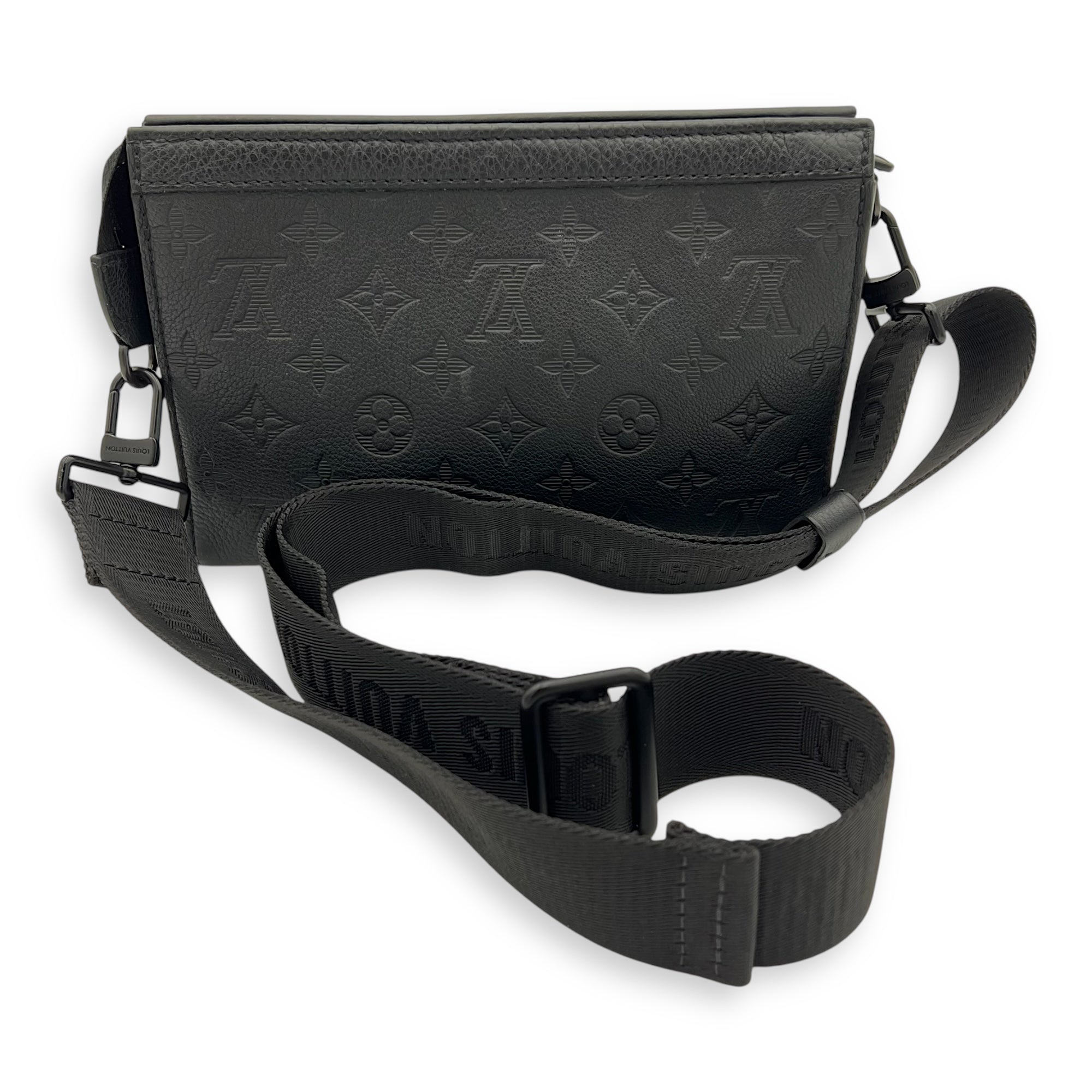 Gaston Wearable Wallet Shoulder Bag Black in Calfskin, Black hardware